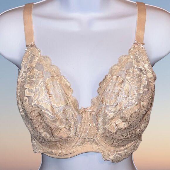 DELIMIRA Bra Full Coverage Lace Underwire Unlined Bra Bossa Nova Size 34G - Picture 6 of 6